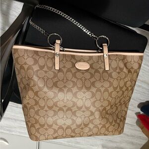 Coach Tan and Cream Shoulder Bag